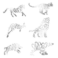 set of animals made from ribbon Vector illustration
