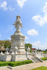 Fototapeta na wymiar Four face white elephant statue on the Ratchadamnoen-klang road