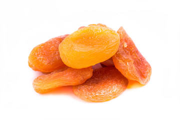 dried apricots fruit isolated on white background - obrazy, fototapety, plakaty