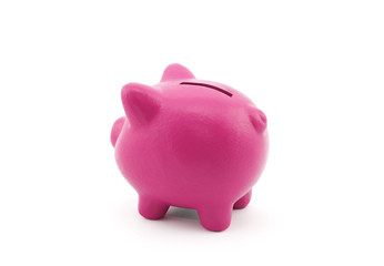 Back view of piggy bank with clipping path