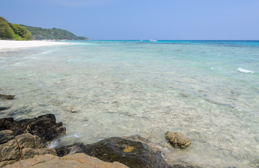 Stunning view of white sand beach of Tachai island, Thailand
