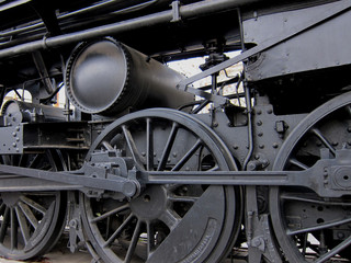 Steam train drive wheels