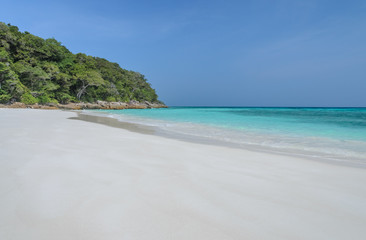 White sand beach and crystal sea water of Tachai Island, Thailan