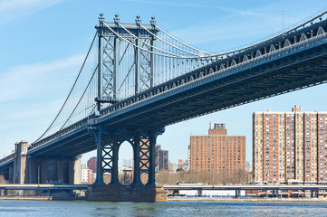 Manhattan Bridge and skyline view from Brooklyn