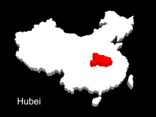 Naklejka premium 3d illustration province of china,focus on hubei