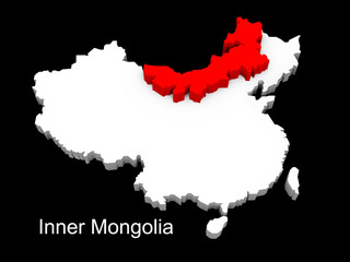 Naklejka premium 3d illustration province of china,focus on inner mongolia