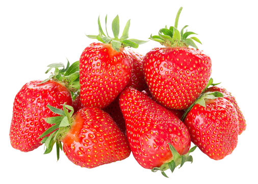 juicy strawberries isolated on the white background