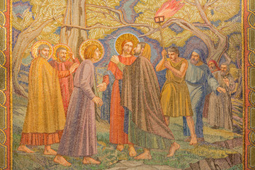 Jerusalem - mosaic of the betrayal of Jesus in Gethsemane