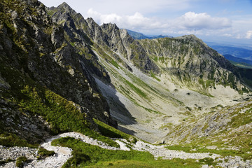 Fototapeta na wymiar Krzyżne Pass on Panszczyca valley in Polish Tatra Mountains