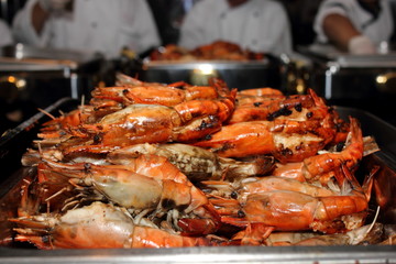 deliciousn Grilled shrimp on the dish.