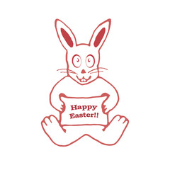 Cute Rabbit with Banner Drawing
