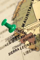 Location Senegal. Green pin on the map.