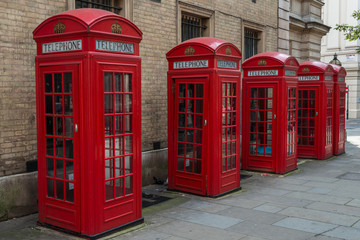 Obraz na płótnie Canvas London - Red Telephone Boxes