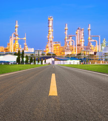 Fototapeta na wymiar Oil gas refinery plant. May called petroleum, production or petrochemical plant. Industrial factory construction from engineering technology with steel pipe, pipeline, tank. Business for power energy.