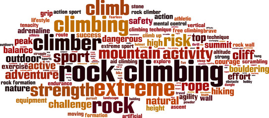 Obraz premium Rock climbing word cloud concept. Vector illustration