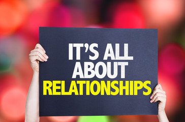 It's All About Relationships card with bokeh background