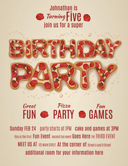 vector pizza birthday party flyer invitation template design - 79752261