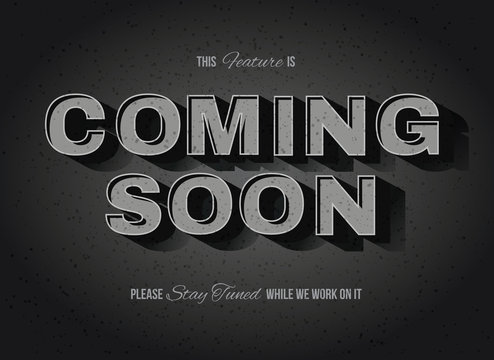 Vintage movie or retro cinema text effect coming soon sign