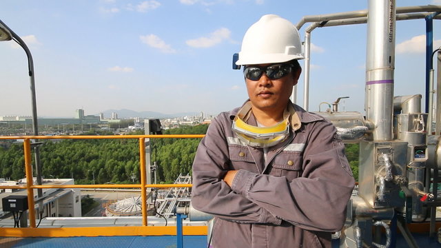 Man in industrial plant