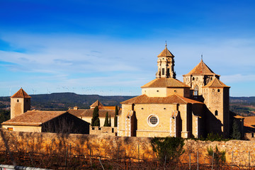 View of Poblet Monastery in winter. Catalonia