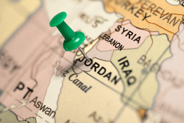 Location Jordan. Green pin on the map.