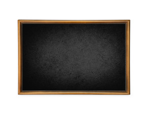 Blank chalkboard in wooden frame isolated on white