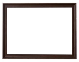 Wood frame horizontal for picture on isolated white with space.