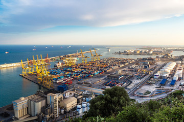 Panoramic view of the port in Barcelona