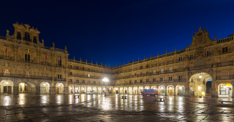 Evening view of Plaza Mayor in Salamanca. Spain