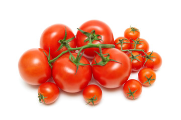 fresh ripe tomatoes isolated on white background