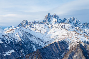 Fototapeta na wymiar Panorama mountain range in the Caucasus, Ushba