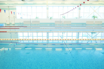 Empty indoors public swimming pool