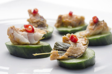 Thai fish pâté and cucumber canapés