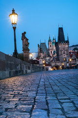 Prague, night view over Charles Bridge