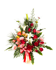 Beautiful bouquet of flowers isolated on white