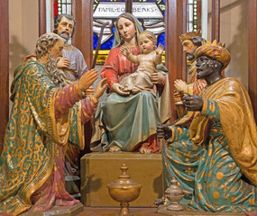 Banska Stiavnica - Three Magi carved and polychrome sculpture