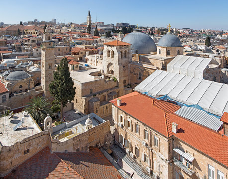 Jerusalem -  town with the Church of Holy Sepulchre.