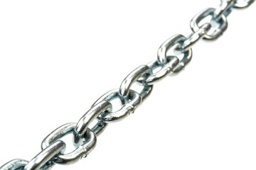 Steel chain on isolated  white bacground