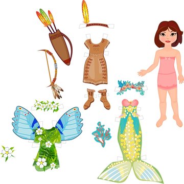 Paper doll with costumes
