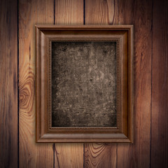 Frame picture vintage with grunge on wood background and texture