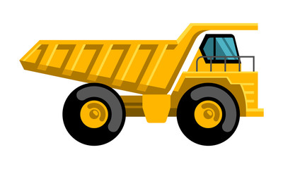Mining dump truck flat design vector icon