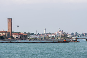 Waterfront view to Venice from city harbor