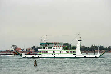 White ferry in summer Venice