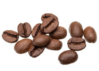 roasted coffee beans isolated in white background cutout
