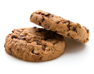 Chocolate cookies isolated on white background cutout
