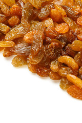 Yellow sultanas raisins isolated on white background cutout