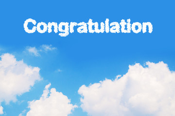 Fototapeta premium Congratulation a cloud word on sky