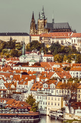 Obraz premium Prague, Mala Strana and Prague Castle, toned image