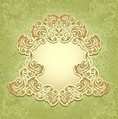 Vintage frame in green gold color
