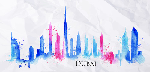 Silhouette watercolor Dubai